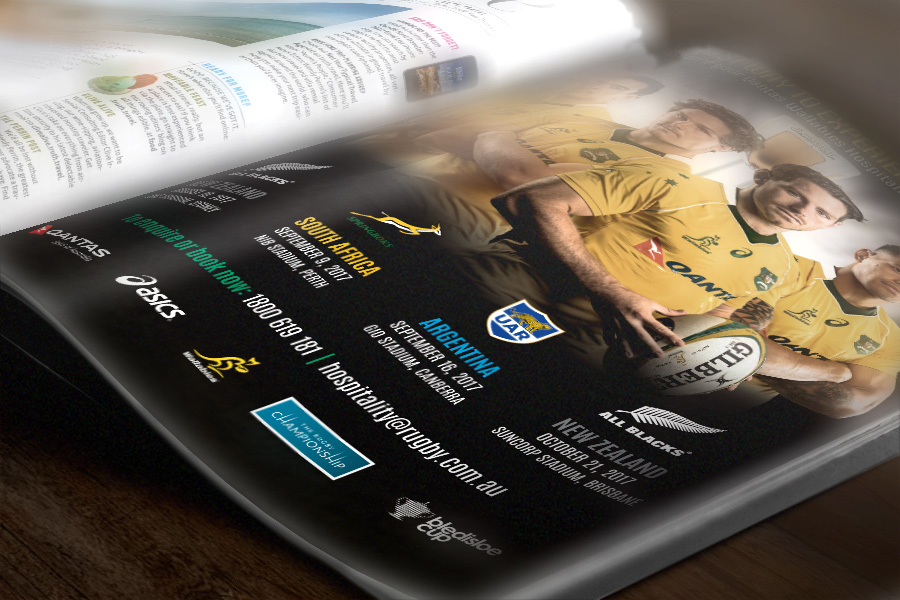 ARU Wallabies Poster Magazine Advertising Rugby Championship Graphic Design Services Perth WA