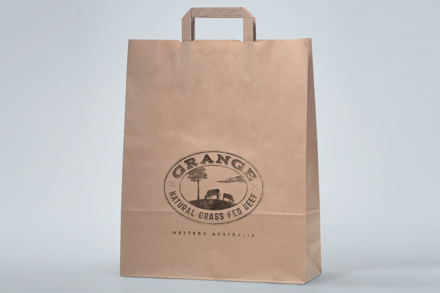 Grange Beef Butcher Brand Packaging Natural Raw Kraft Paper Bag Graphic Design & Illustration Fremantle Perth WA