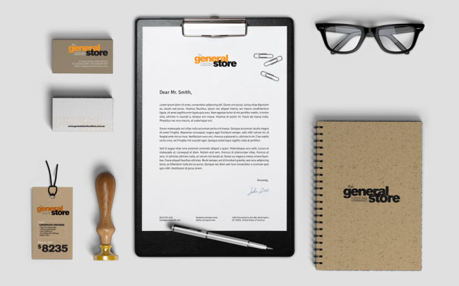 General Store branding and stationery graphic design Perth
