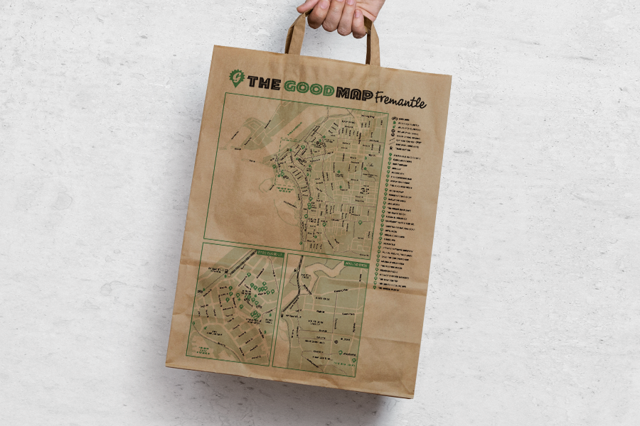 The Good Map Sustainability Eco Friendly Organic Stores & Services Guide Fremantle Shopping Bag Graphic Design