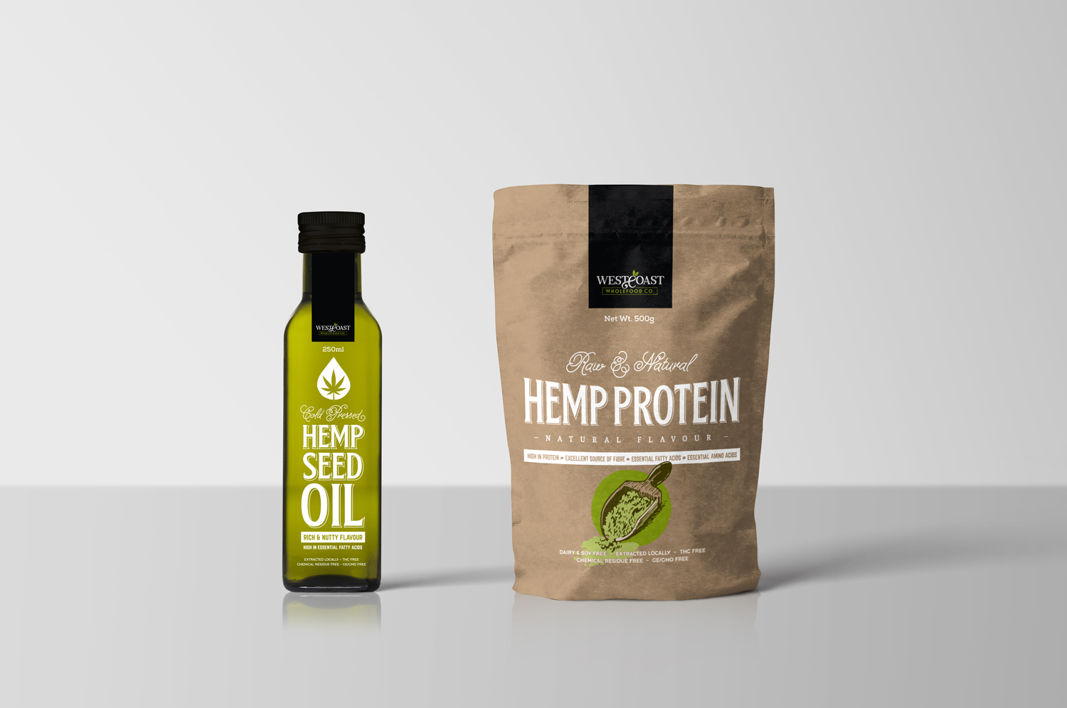 Wholefoods Natural Food Branding Graphic Packaging Design Coffee Hemp Seeds Pouch Oil Bottle Fremantle Perth WA